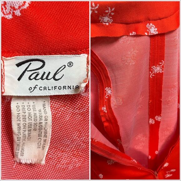 Vintage 70s Red Mock Neck Short Sleeve Midi Dress // Size Large - Picture 3 of 3